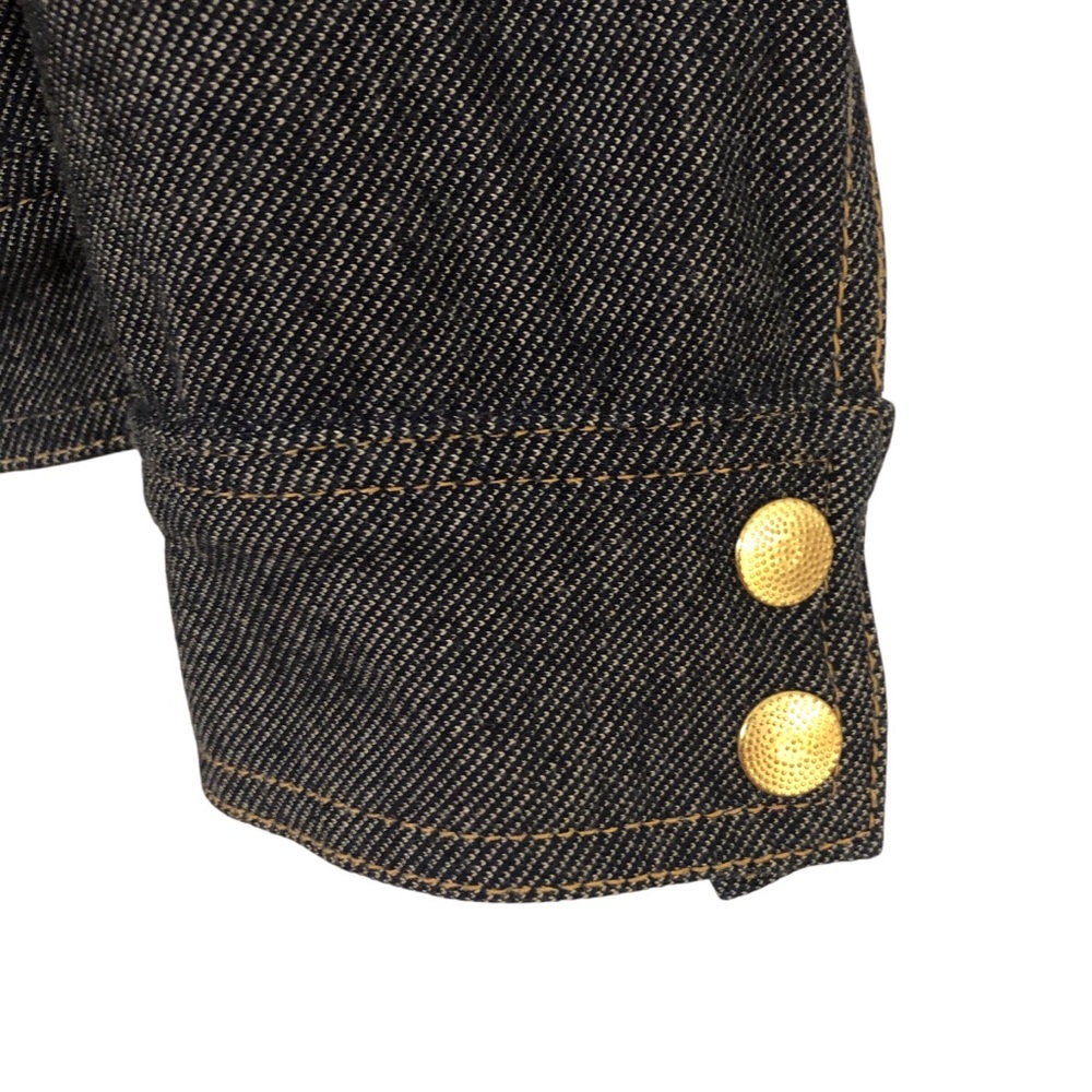 Vintage Y2K Baby Phat Dark Denim Jacket with Gold-Tone Zippers & Studs Size 2X - Picture 6 of 10